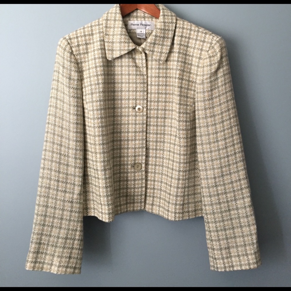 Rena Rowan 14 Plaid Spring fully lined crop jacket